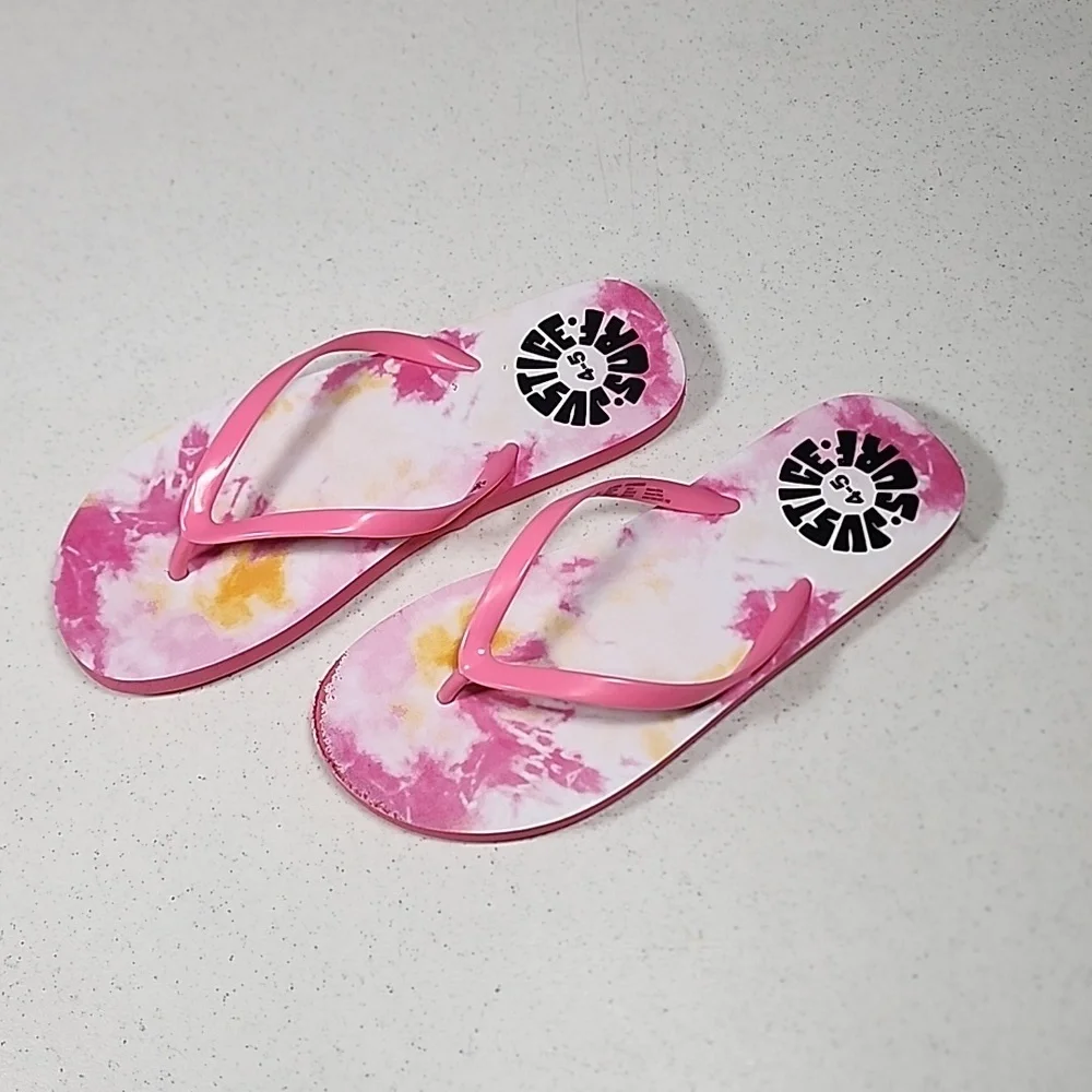 Justice Surf Sandals Flip Flops Size 4/5 - Picture 3 of 5